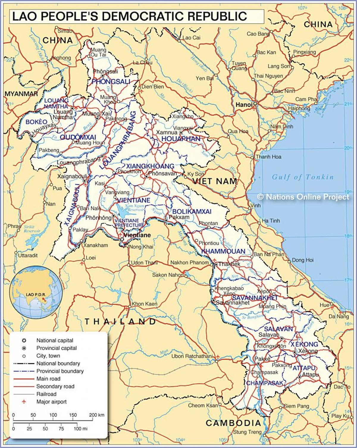Harta laos și în țările din jur