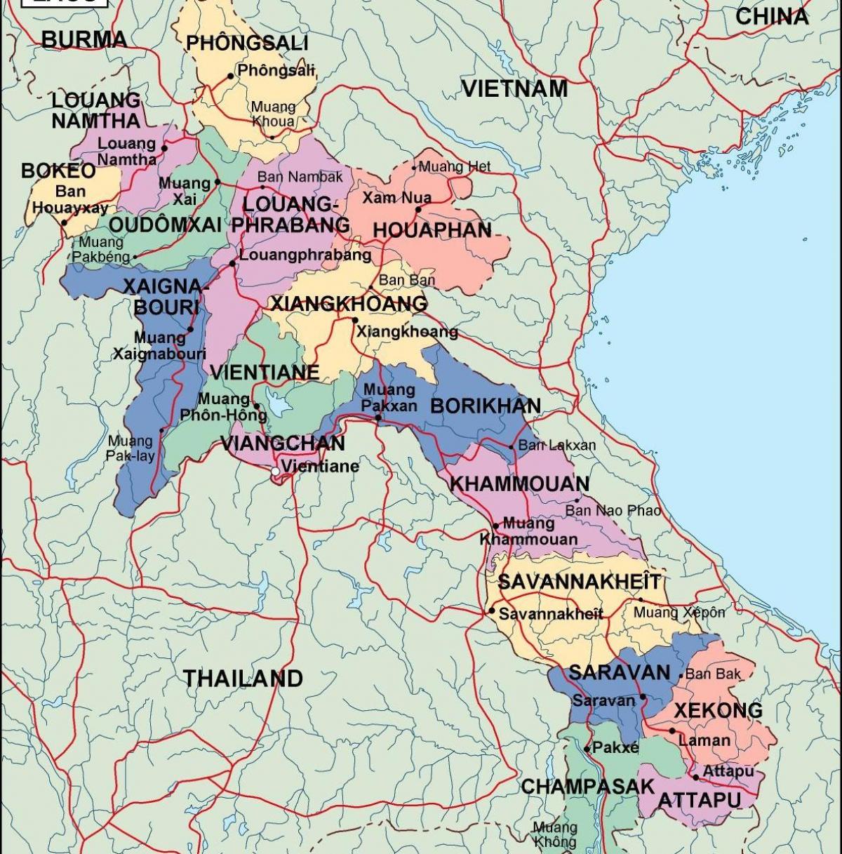 laos politice hartă
