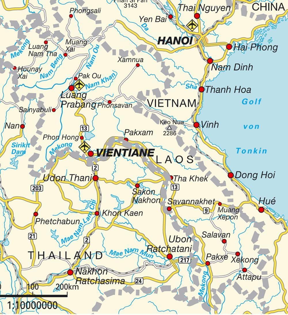aeroporturi în laos hartă