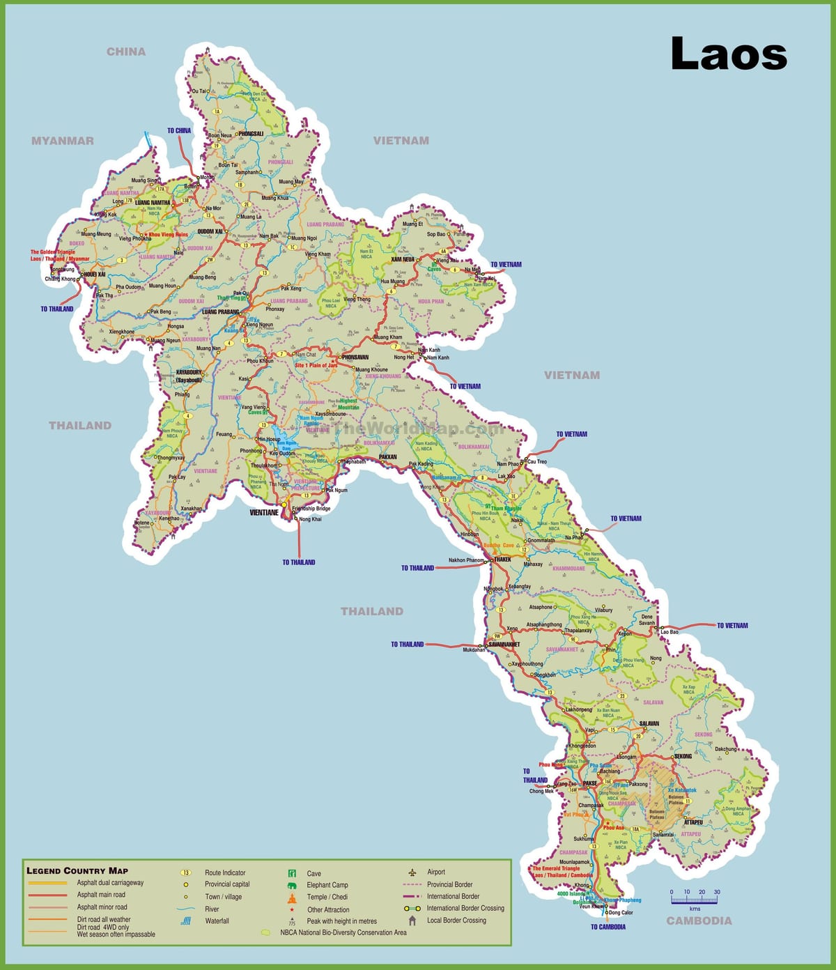 laos atracții turistice hartă