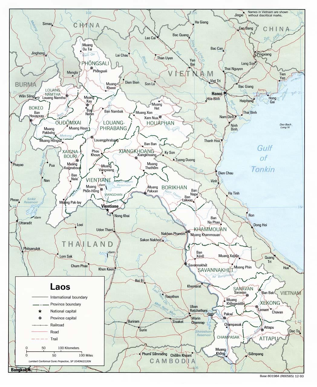 laos harta cu orase