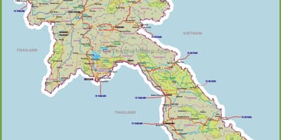 Laos atracții turistice hartă